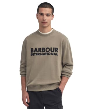 Men's Barbour International Otis Logo Crew Neck Sweatshirt - Brindle
