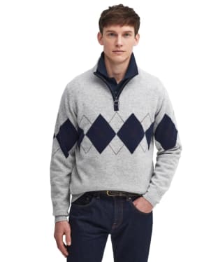 Men's Barbour Hartfield Half Zip Knitted Jumper - Grey Marl