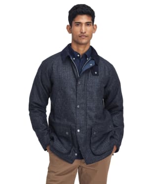 Men's Barbour Bedale Check Wool Jacket - Navy