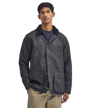 Men's Barbour Bedale Check Wool Jacket - Charcoal