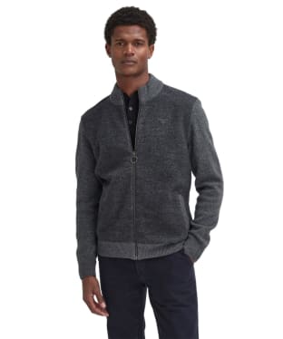 Men's Barbour Balwen Zip Through Knitted Jumper - Charcoal Marl