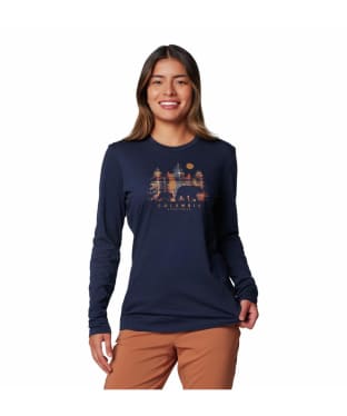 Women's Columbia Hidden Haven Long Sleeve T-Shirt - Collegiate Navy / Treehome