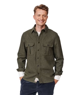 Men's Aubin Ravendale Wool Overshirt - Green Herringbone