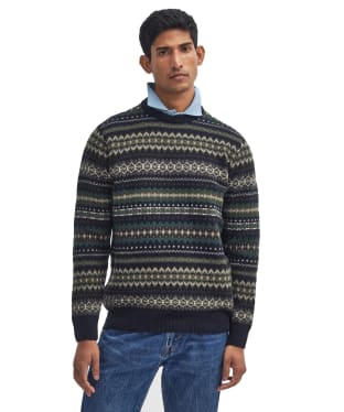 Men's Barbour Case Fairisle Crew Neck Jumper - Black Marl