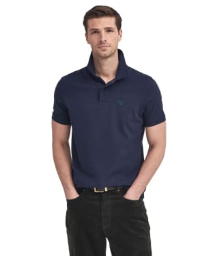 Men's Barbour Lightweight Short Sleeve Sports Cotton Polo Shirt - Sapphire Navy