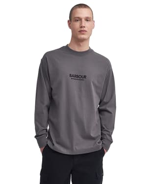 Men's Barbour International Long Sleeve Mapped Print Oversized T-Shirt - Plum Grey