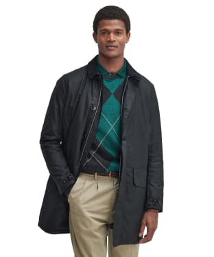 Men’s Barbour Waxed Mac - Black / Greenloch