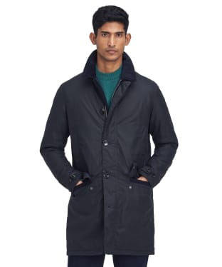 Men’s Barbour Waxed Mac - Navy / Greenloch Tartan