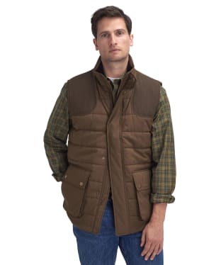 Men's Barbour Bradford Tattersall Puffer Gilet - Dark Sand