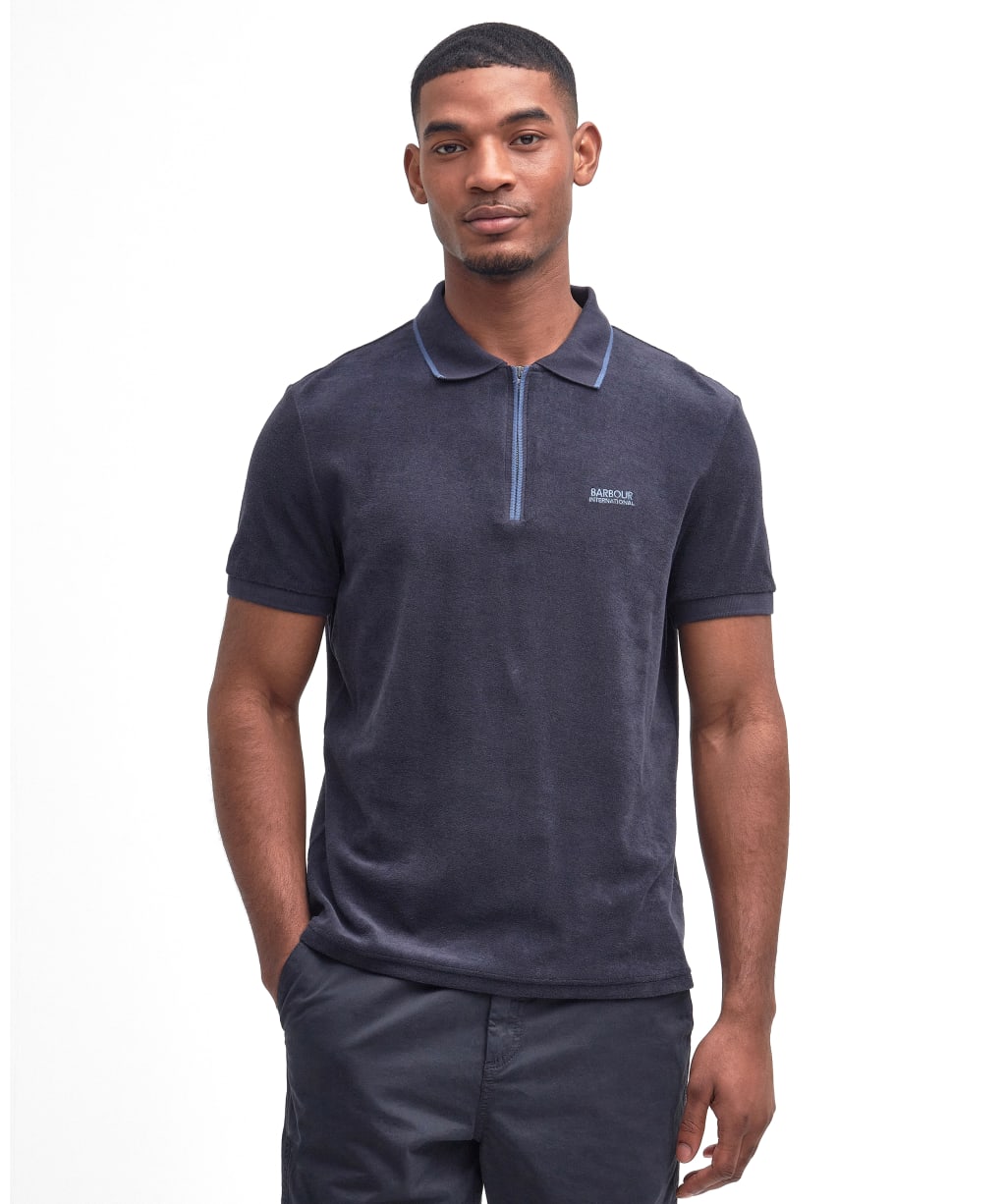 Men's Barbour International Wilton Terry Polo Shirt - Dark Navy