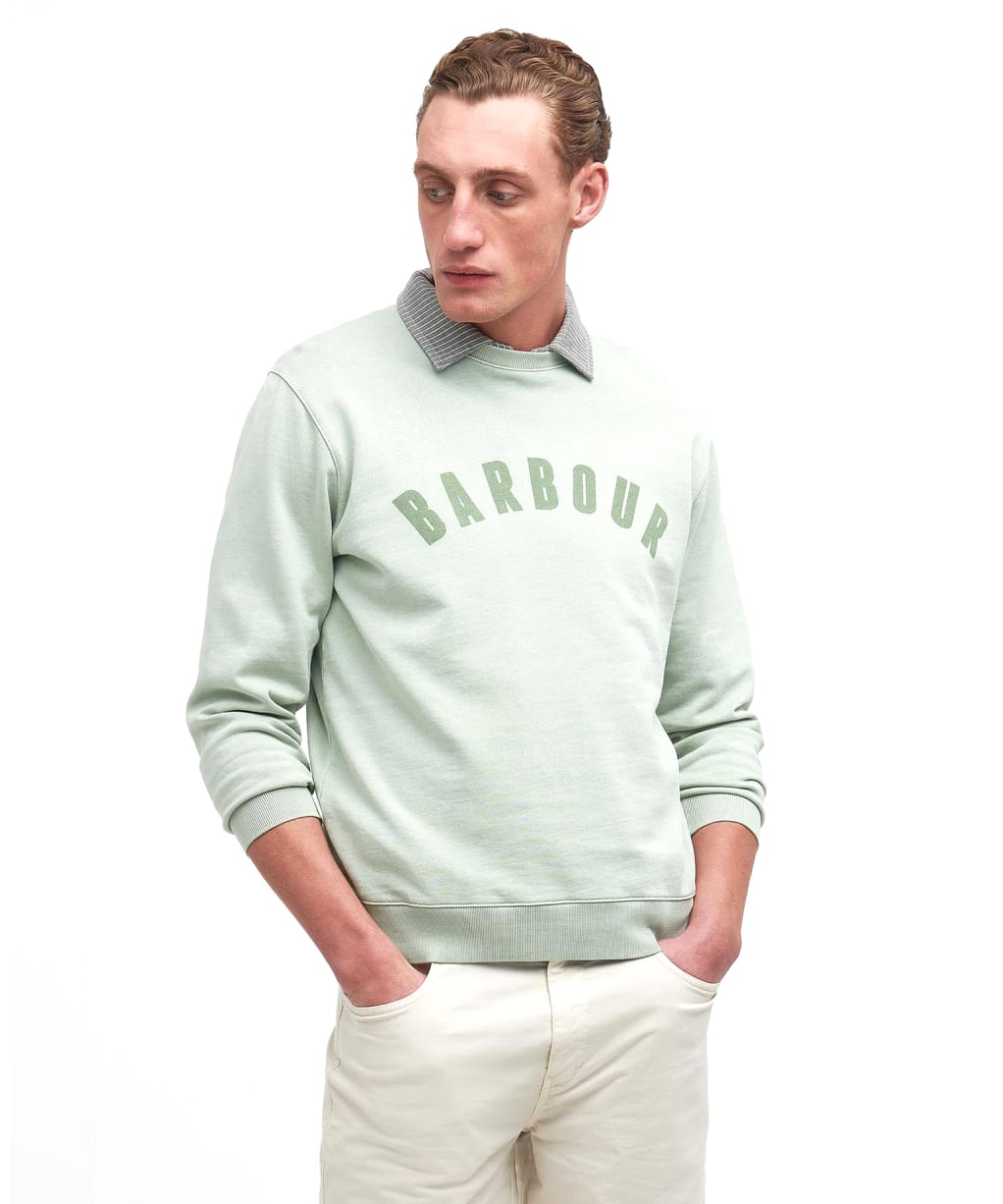 Men's Barbour Terra Dye Logo Crew Neck Sweatshirt - Sea Foam