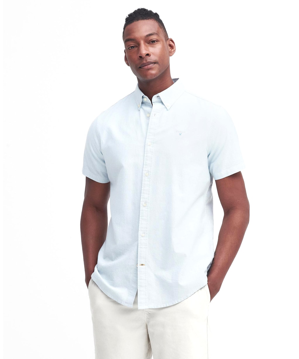 Men's Barbour Oxtown Short Sleeve Tailored Shirt - Blue Chalk