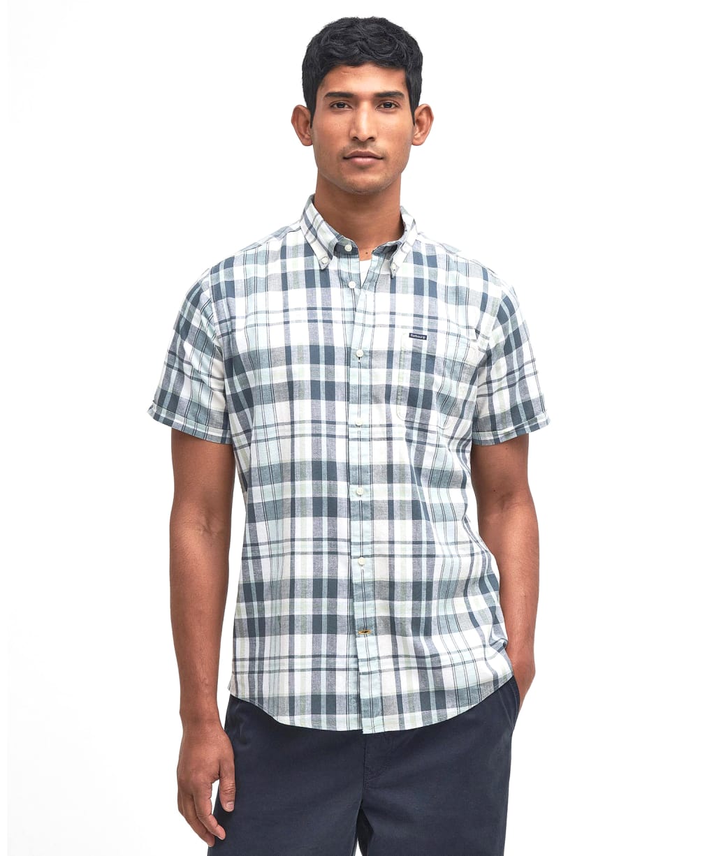 Men's Barbour Alford Tailored Short Sleeve Checked Shirt - White