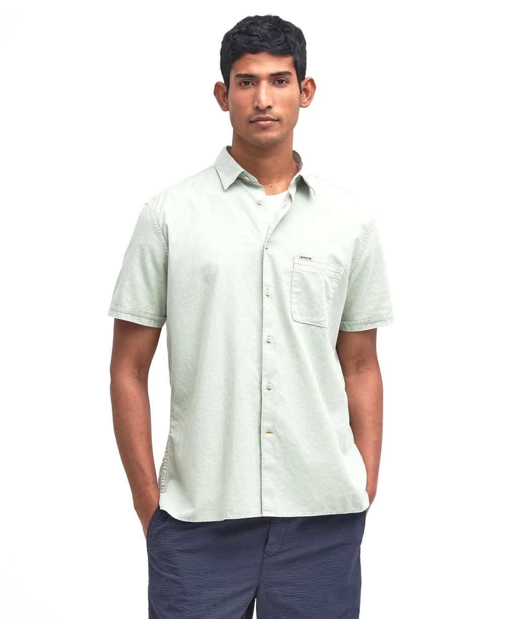 Men's Barbour Terra Dye Regular Short Sleeve Summer Shirt - Sea Foam