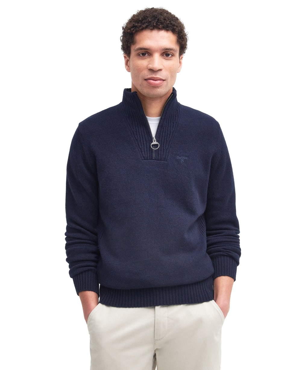 Men's Barbour Essential Wool Half Zip Sweater - Navy