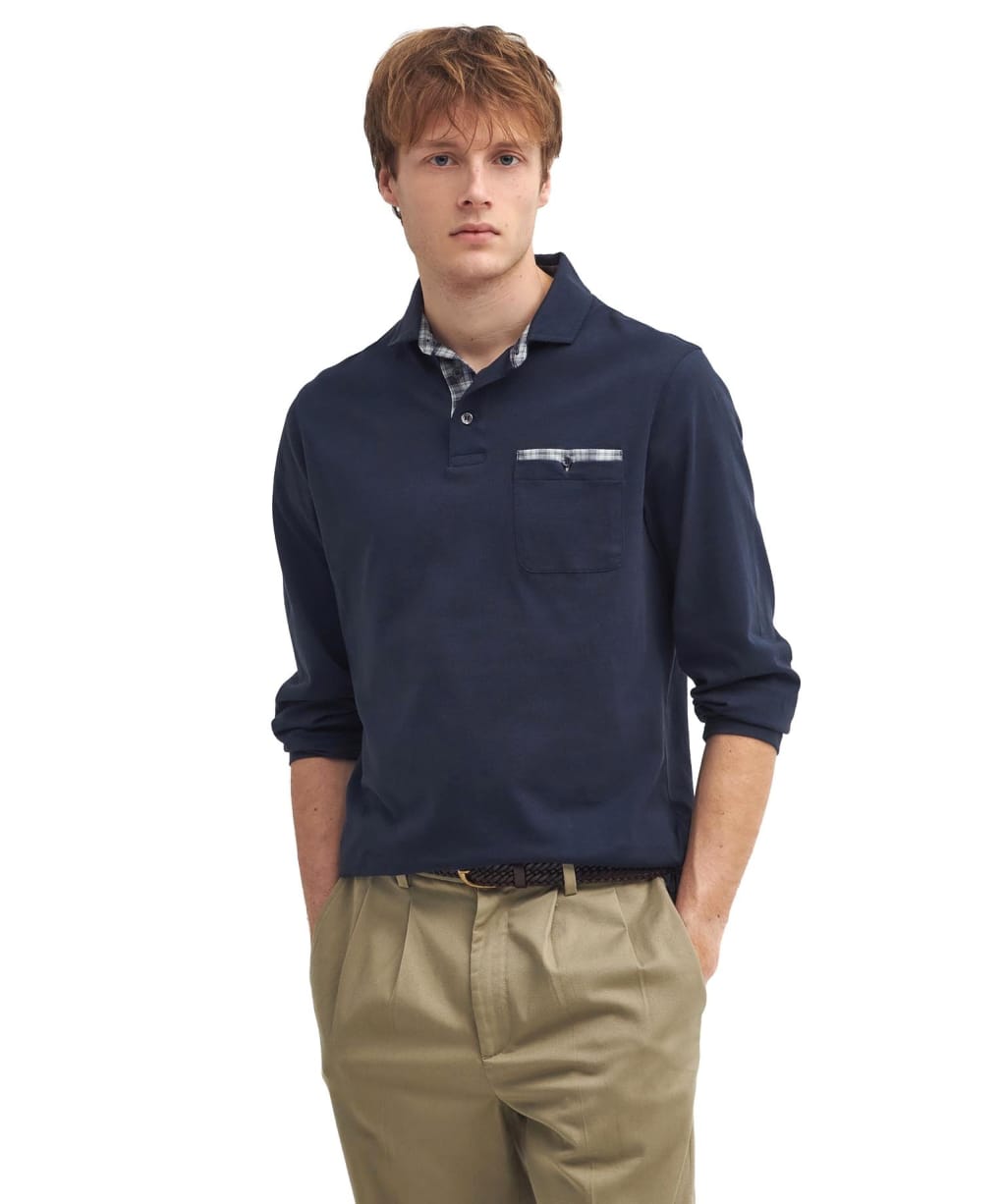 Men's Barbour Long Sleeve Corpatch Polo Shirt - NAVY/BLUE GRANIT