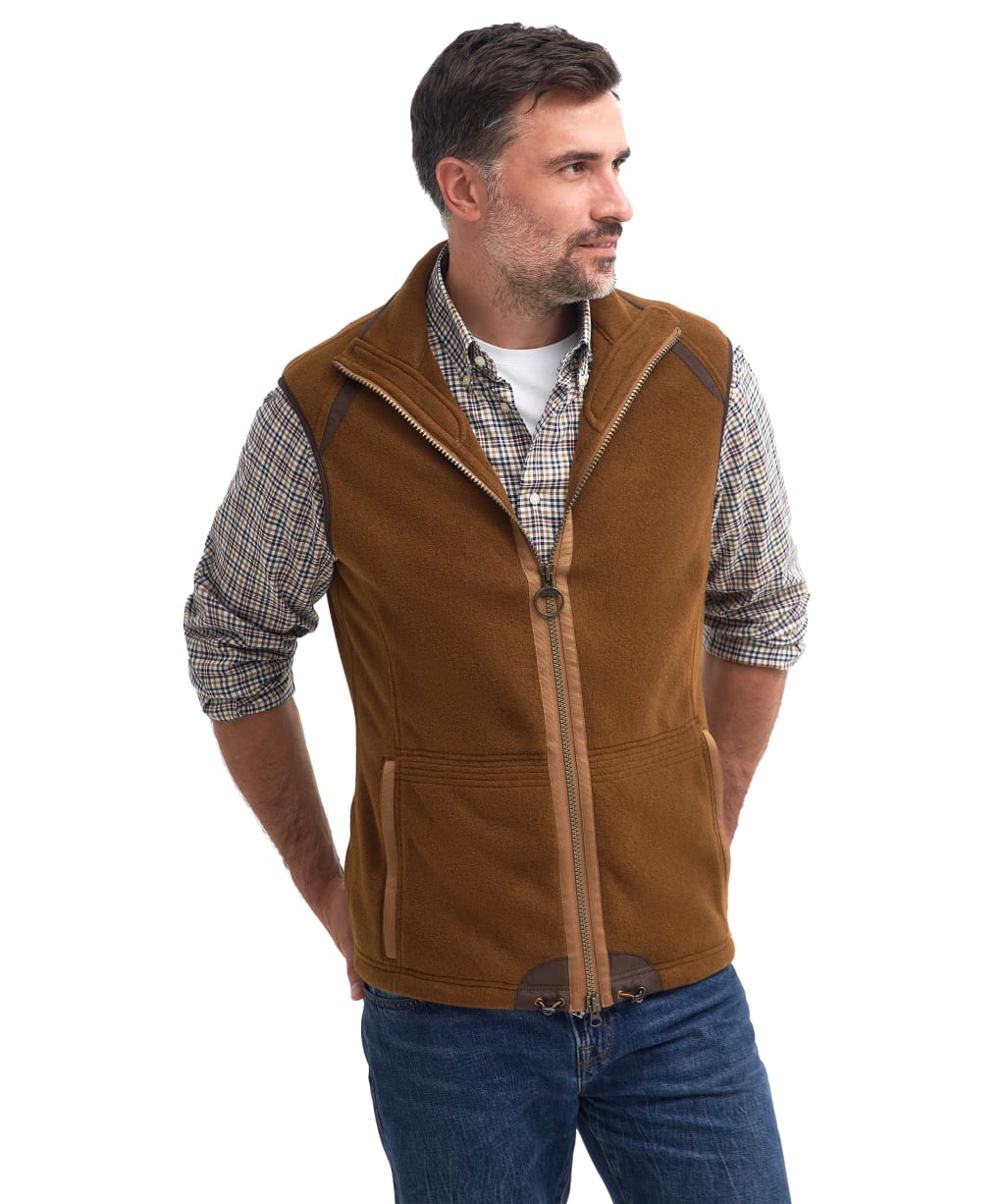 Men's Barbour Langdale Fleece Gilet - Rust Brown