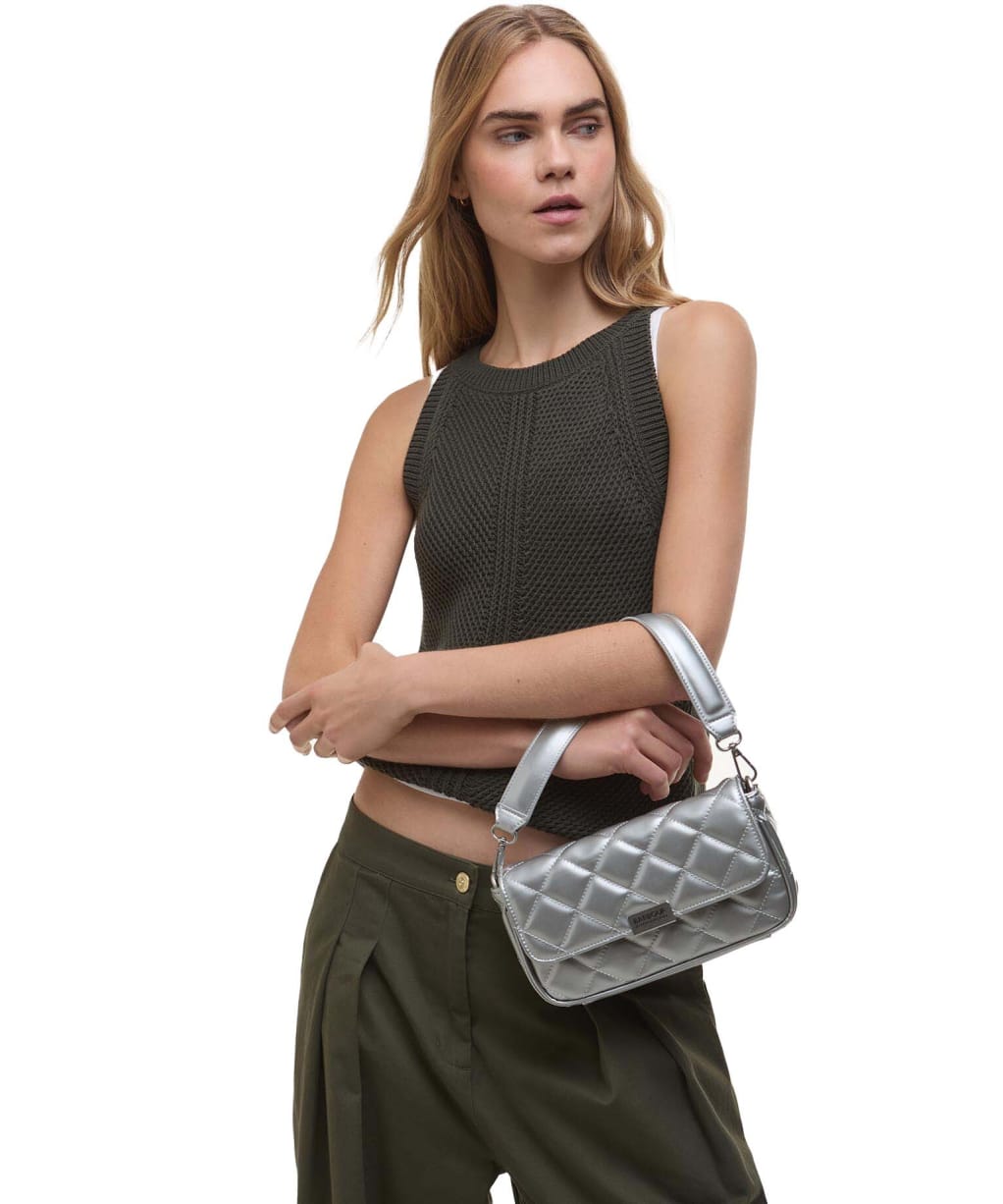 Women's Barbour International Quilted Mini Soho Crossbody Bag - High Shine Silver