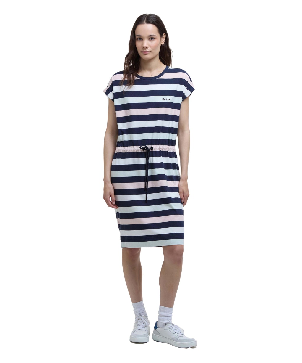 Women's Barbour Marloes Stripe Dress - NAVY/PALE AQUA S