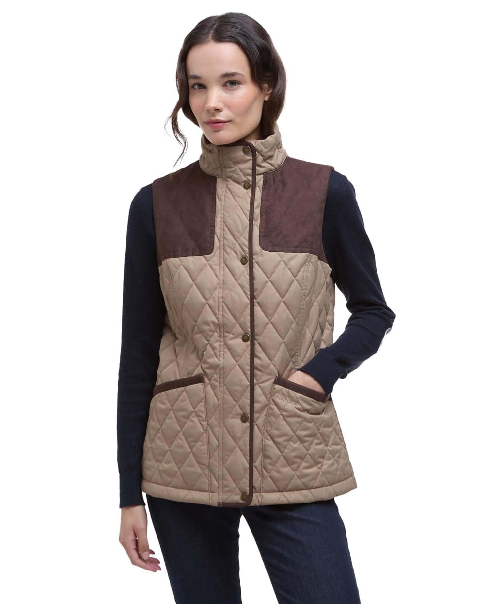 Women's Barbour Keeper Wear Quilted Gilet - Military Brown