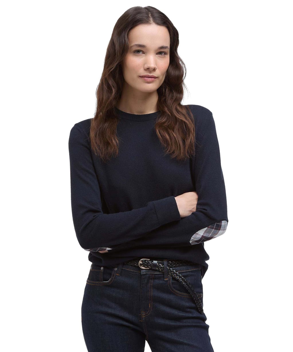 Women's Barbour Lavender Knitted Crew Neck Jumper - Navy