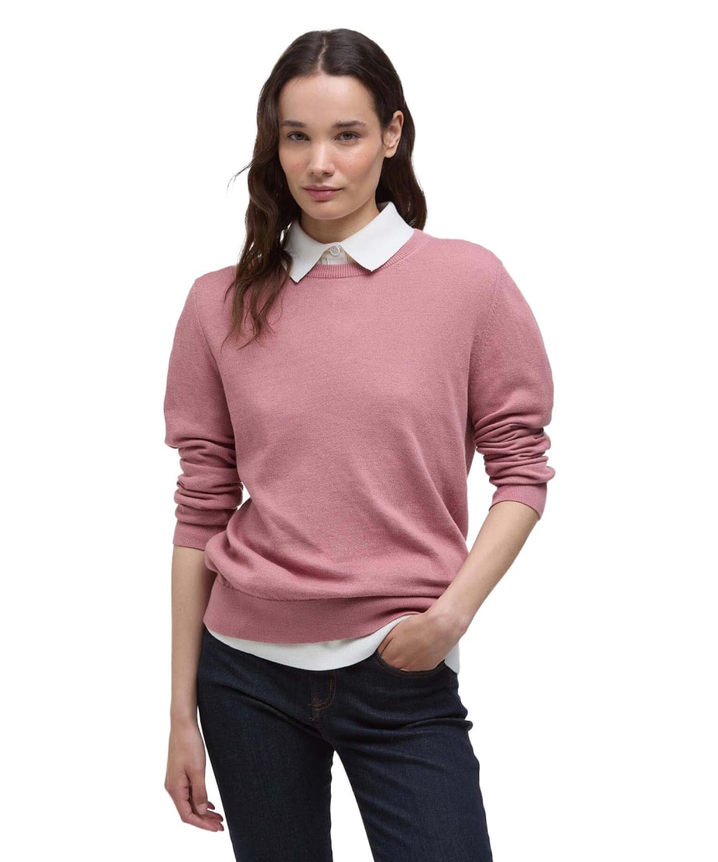 Women's Barbour Lavender Knitted Crew Neck Jumper - TEA ROSE