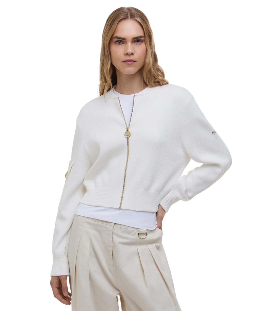 Women's Barbour International Priya Knitted Bomber Jacket - Neutral