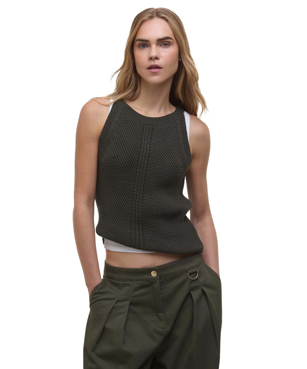 Women's Barbour International Dakota Sleeveless Knitted Jumper - Envy