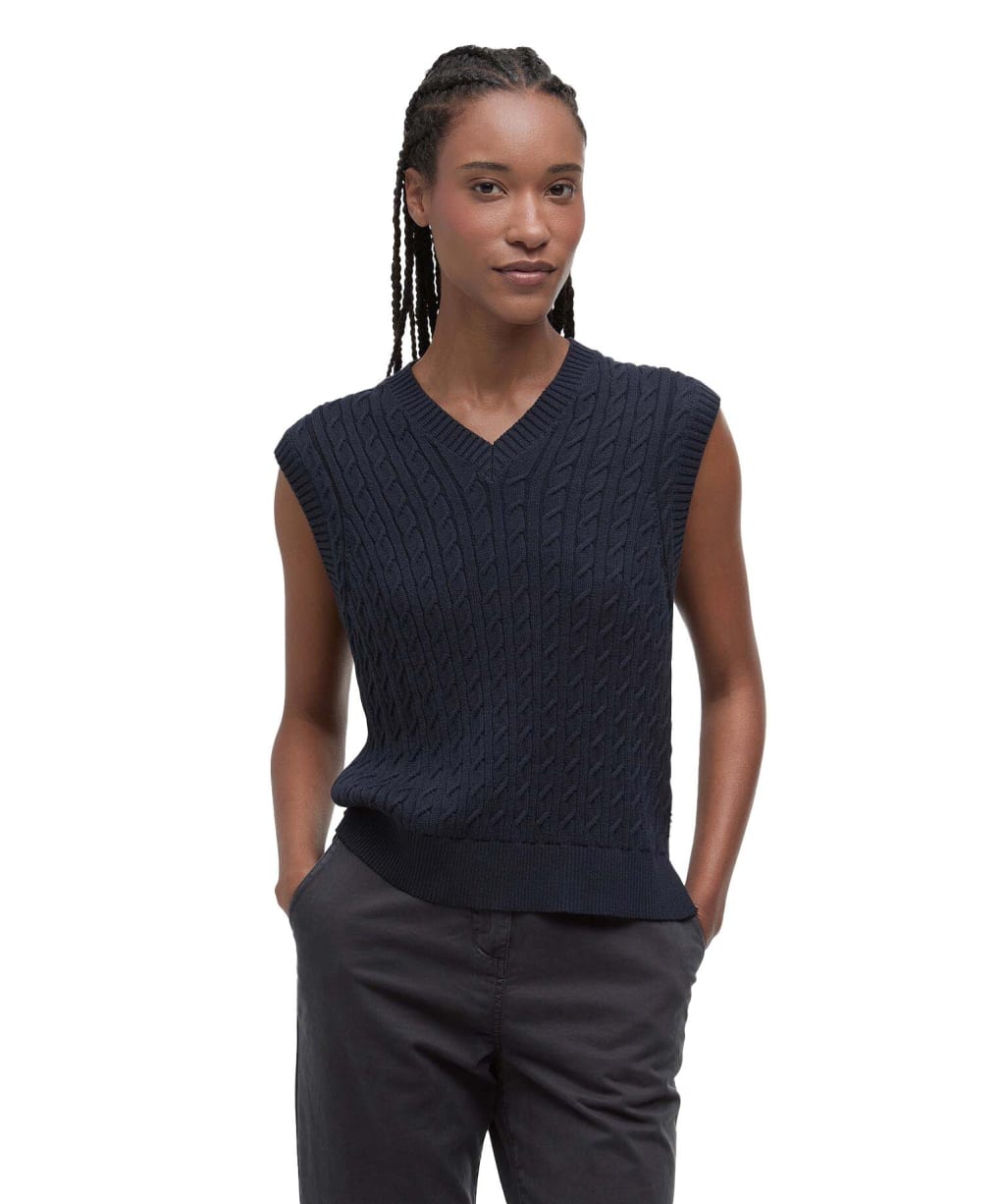 Women's Barbour Hartland Sleeveless Knitted Jumper - Navy