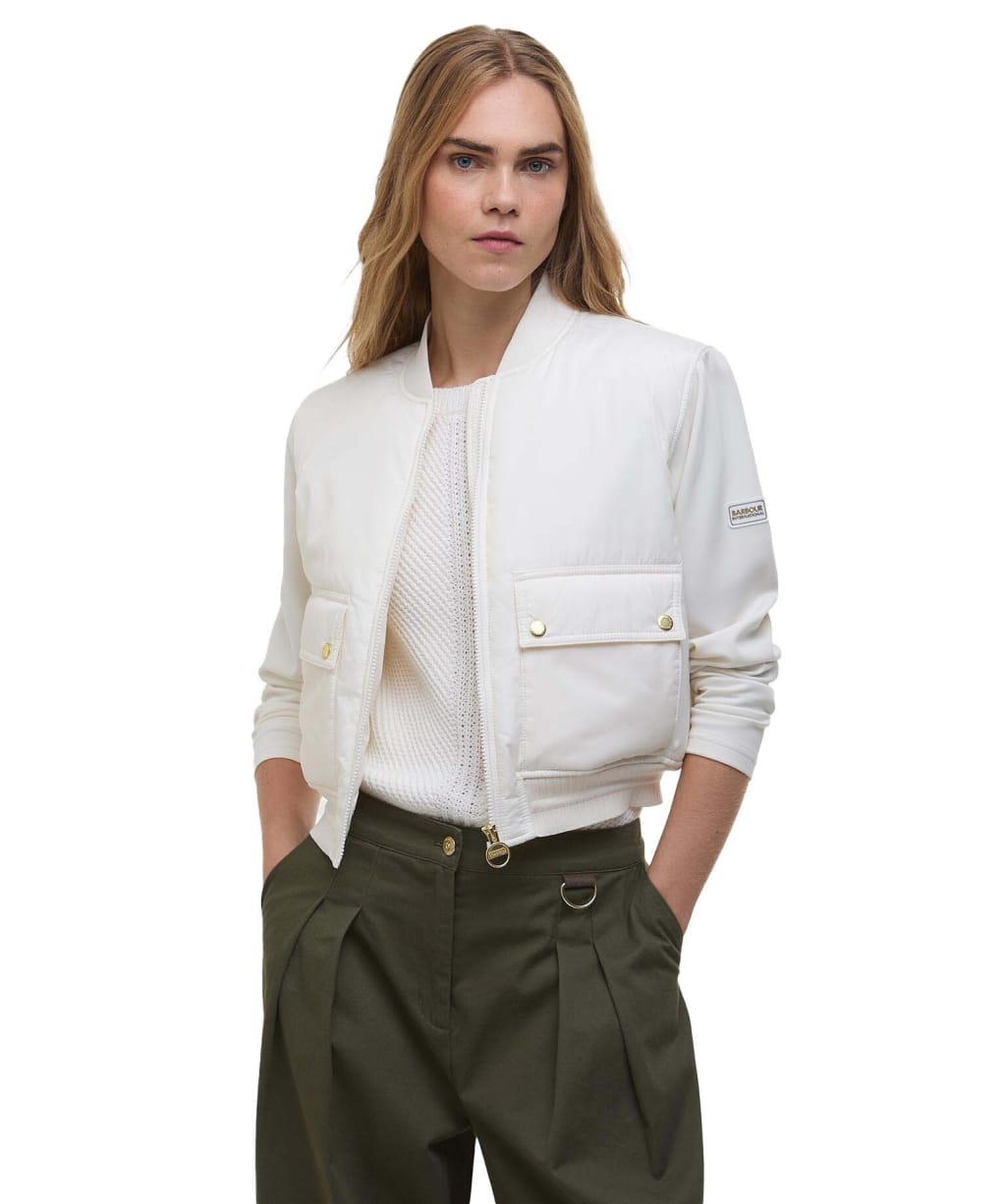 Women's Barbour International Emerson Quilted Sweater Jacket - Neutral