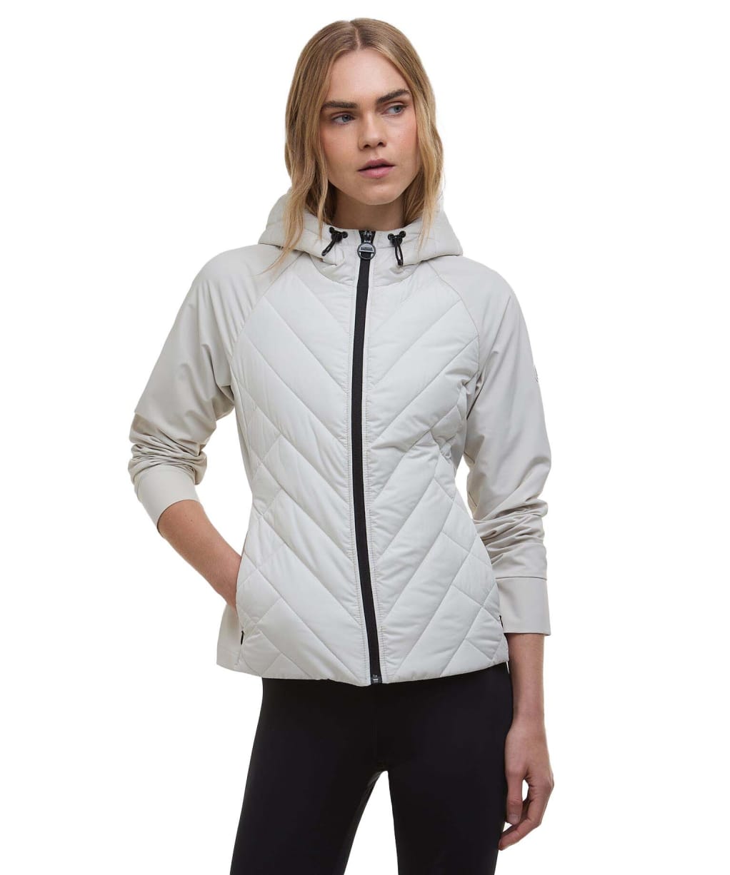 Women's Barbour International Dakota Quilted Sweater Jacket - Silver Birch