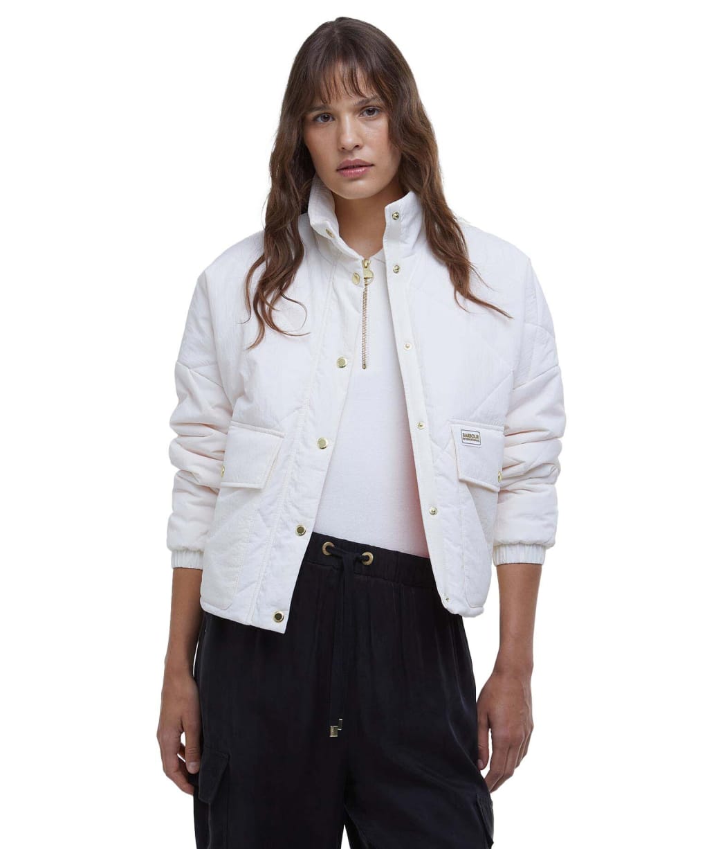 Women's Barbour International Zola Quilted Jacket - NEUTRAL/MANDARIN