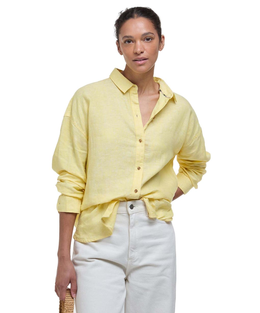Women's Barbour Hampton Relaxed Fit Linen Shirt - Sunray Yellow