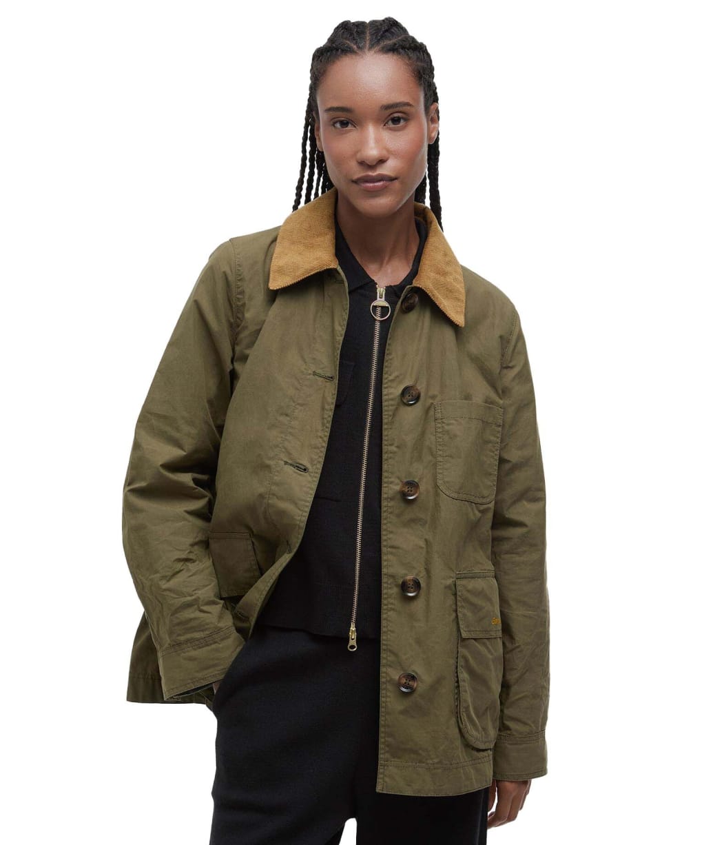 Women's Barbour Averie Showerproof Jacket - Dusky Green / Ancient Tartan