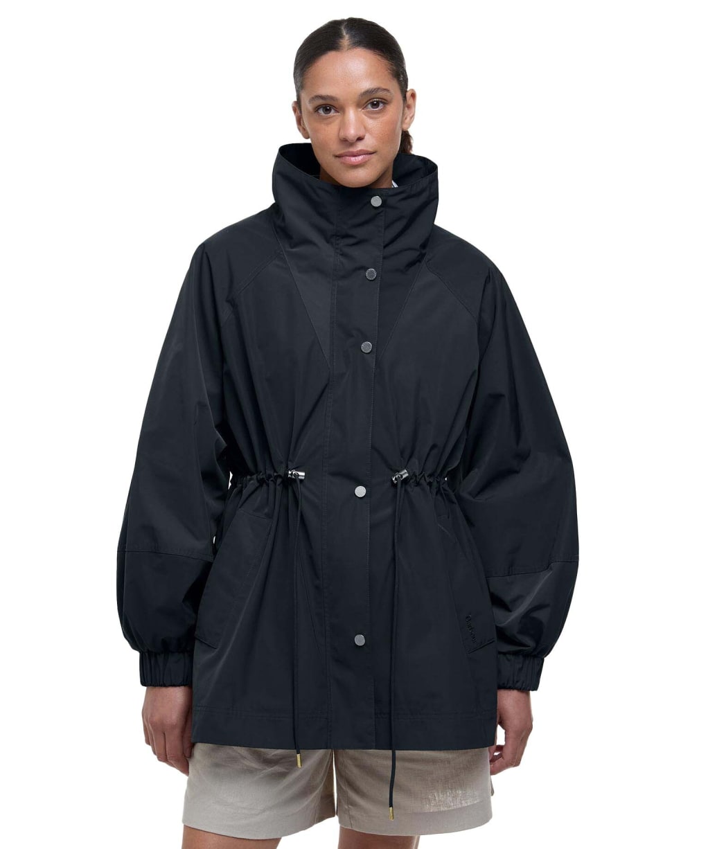 Women's Barbour Suri Showerproof Jacket - Black / Safari Dress Tartan