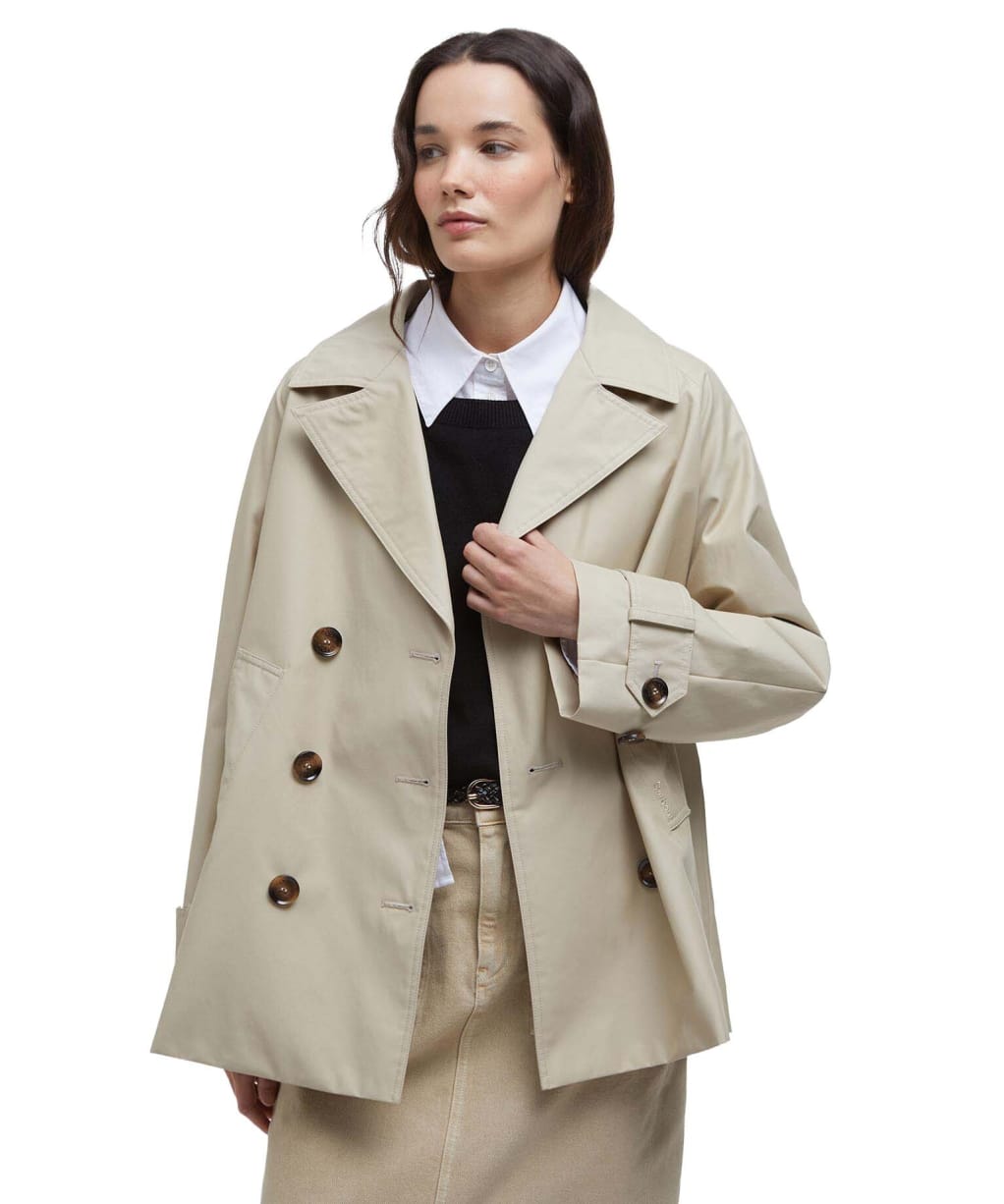 Women's Barbour Maisy Showerproof Jacket - Light Sand / Safari Tartan