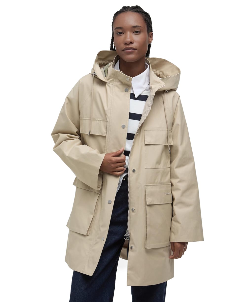 Women's Barbour Khai Waterproof Jacket - Light Sand / Rosemary