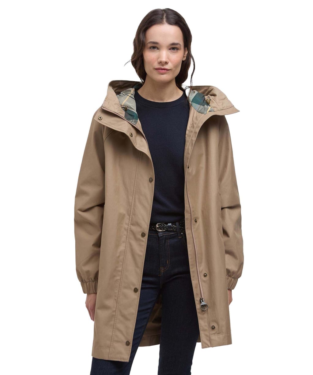 Women's Barbour Chesney Waterproof Jacket - Military Brown / Ancient Tartan