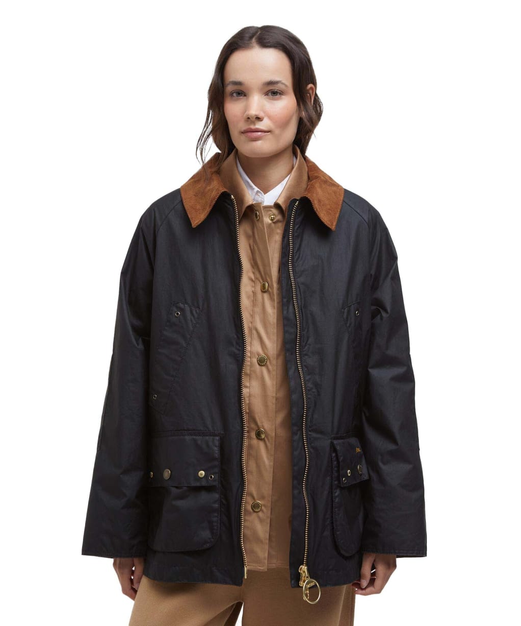 Women's Barbour Raelynn Waxed Jacket - Black / Ancient Tartan