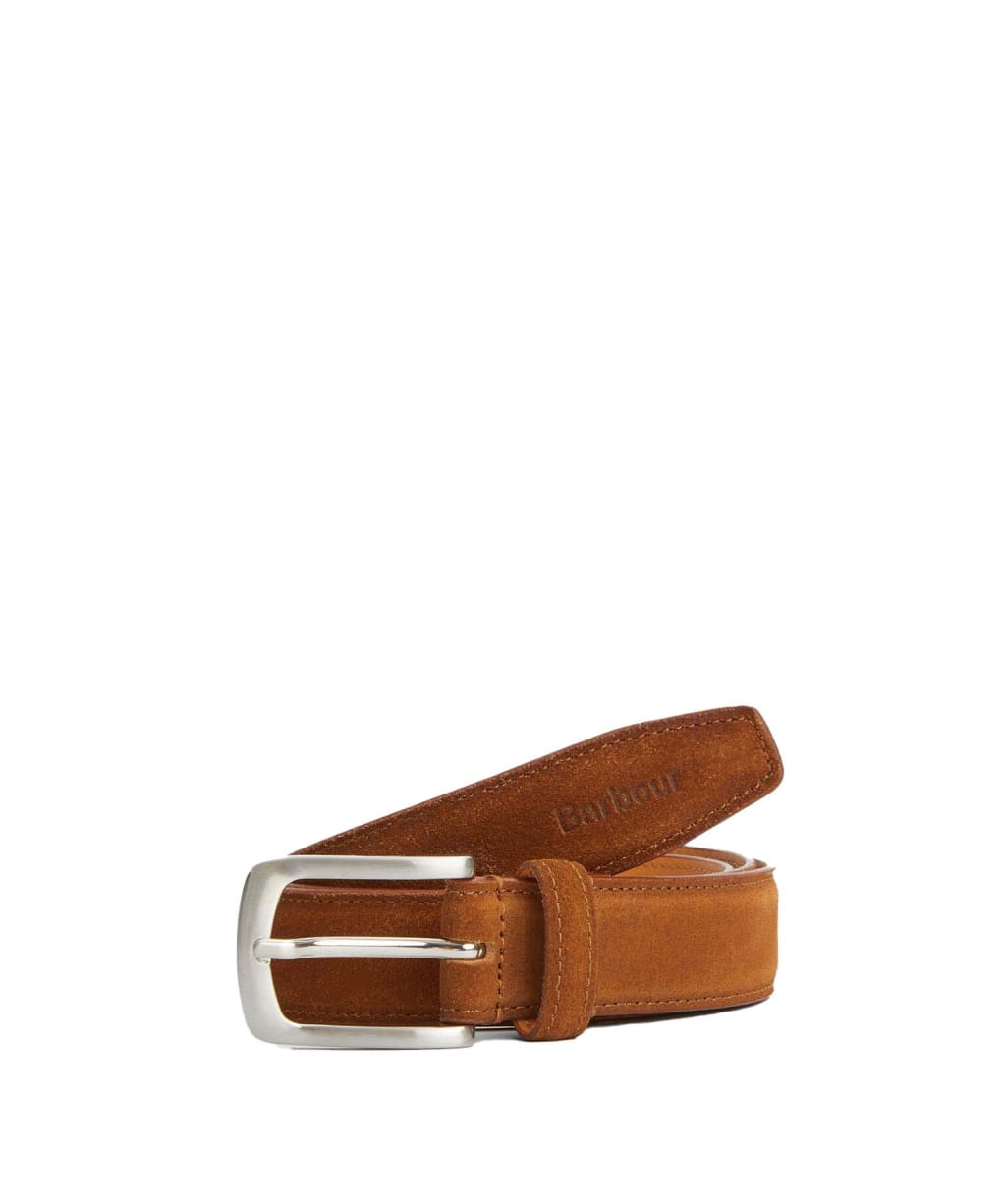 Men's Barbour Spey Suede Leather Belt - Sand
