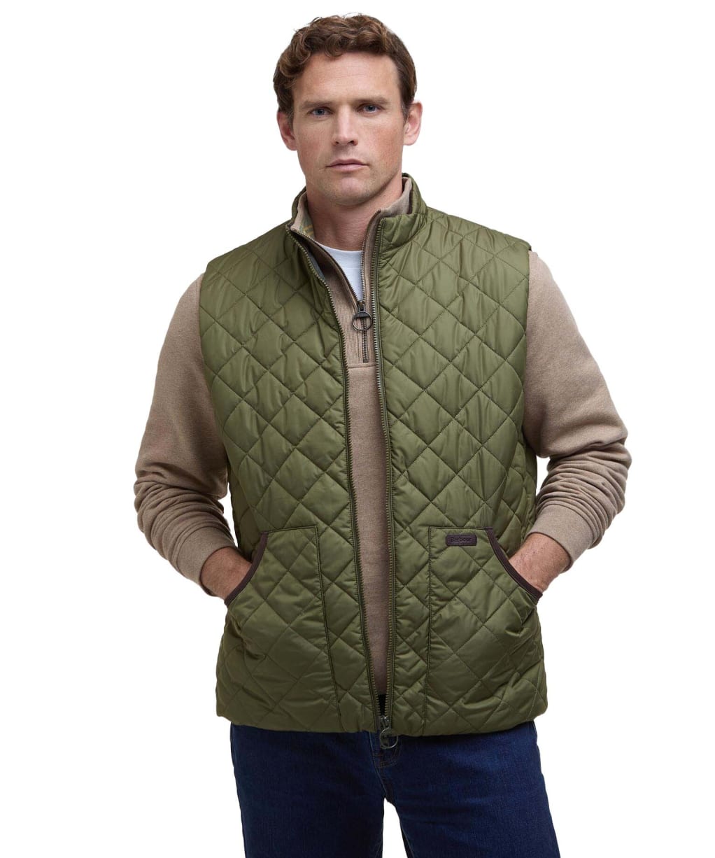 Men's Barbour Chesterwood Quilted Gilet - Dark Moss / Classic Tartan