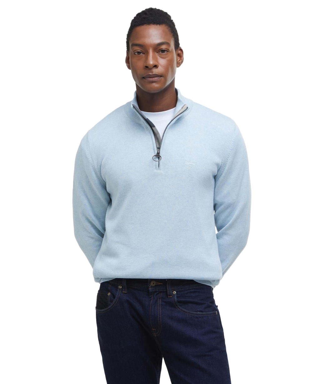 Men’s Barbour Cotton Half Zip Sweater - Ocean Sky