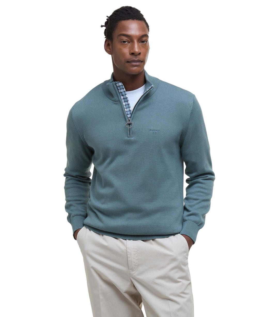 Men’s Barbour Cotton Half Zip Sweater - Vintage Teal