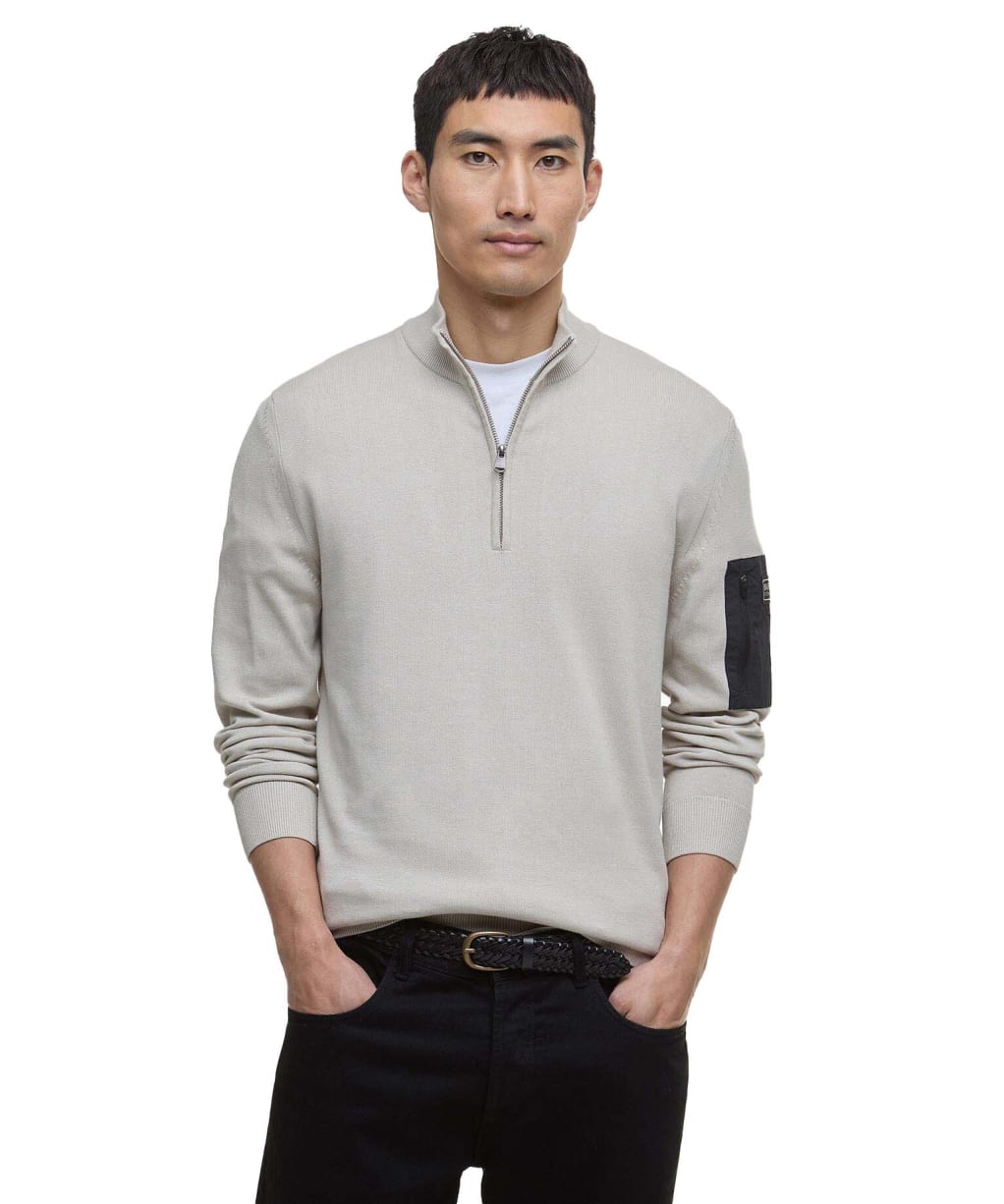 Men's Barbour International Blades Cotton Half Zip Jumper - Mist