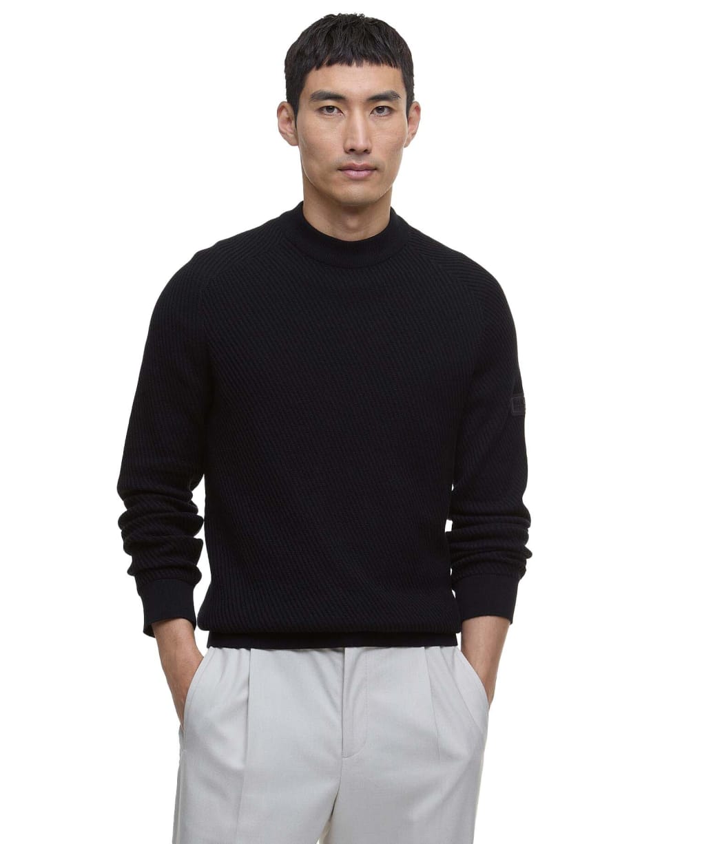 Men's Barbour International Dune Crew Neck Jumper - Black