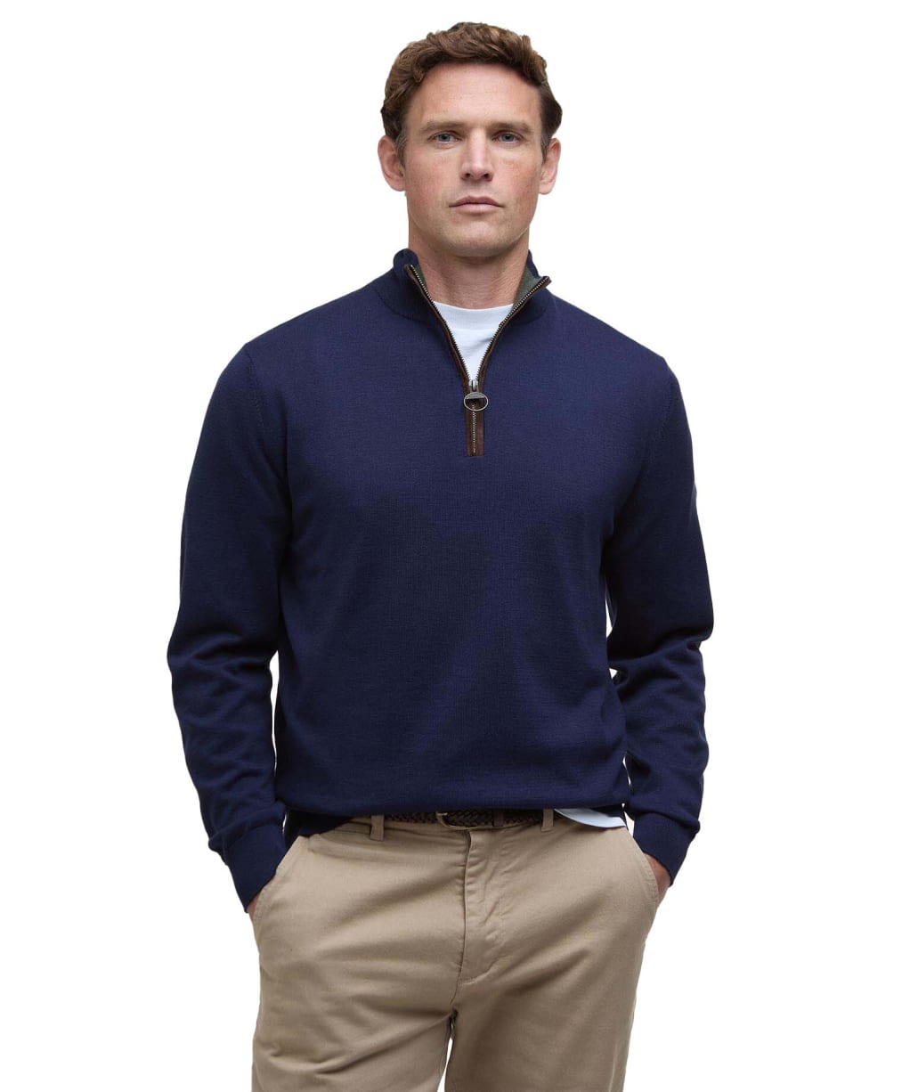 Men's Barbour Bayfield Knitted Half Zip Jumper - Navy