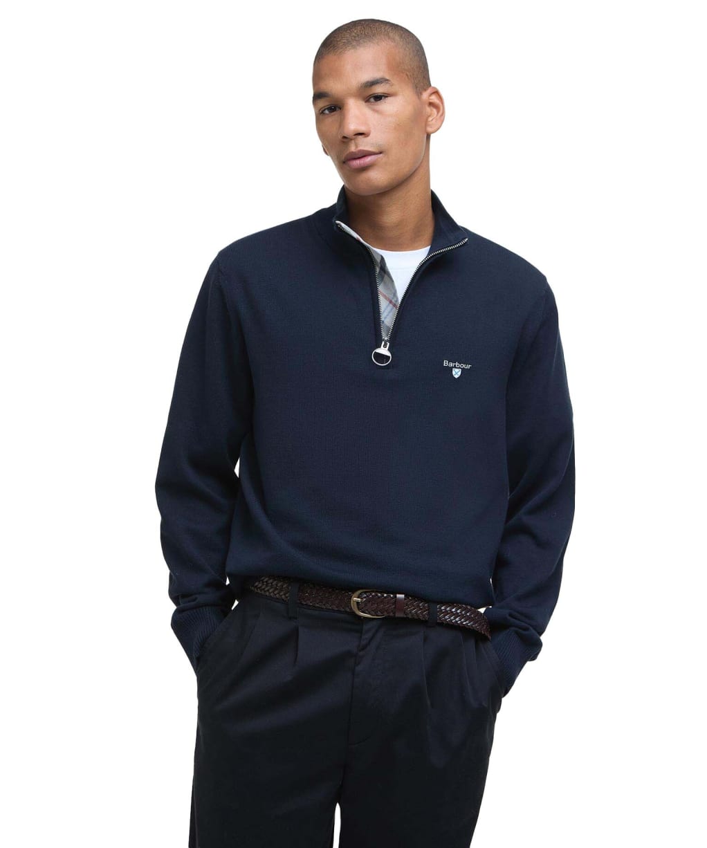 Men's Barbour Lingwood Compact Cotton Half Zip Sweater - Navy