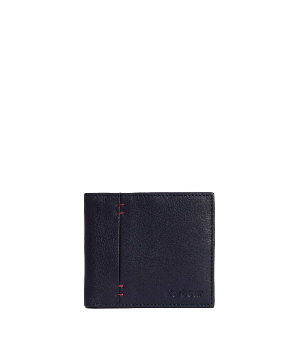 Men's Barbour Lossie Leather Billfold Wallet - Navy