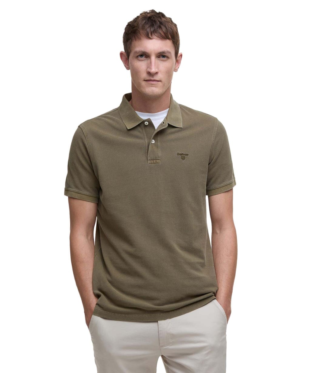 Men's Barbour Washed Sports Polo Shirt - Light Sage
