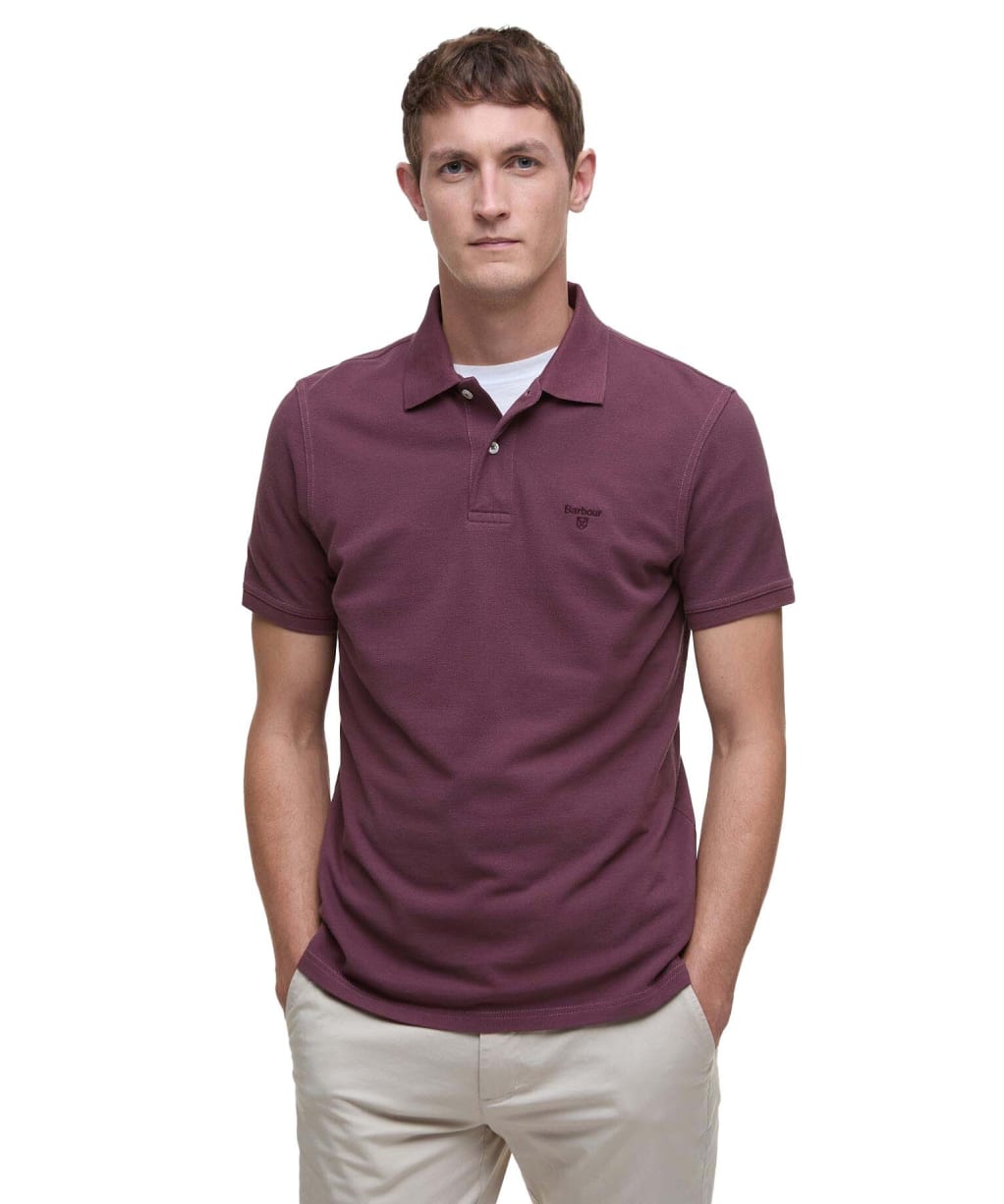 Men's Barbour Washed Sports Polo Shirt - Burnt Heather